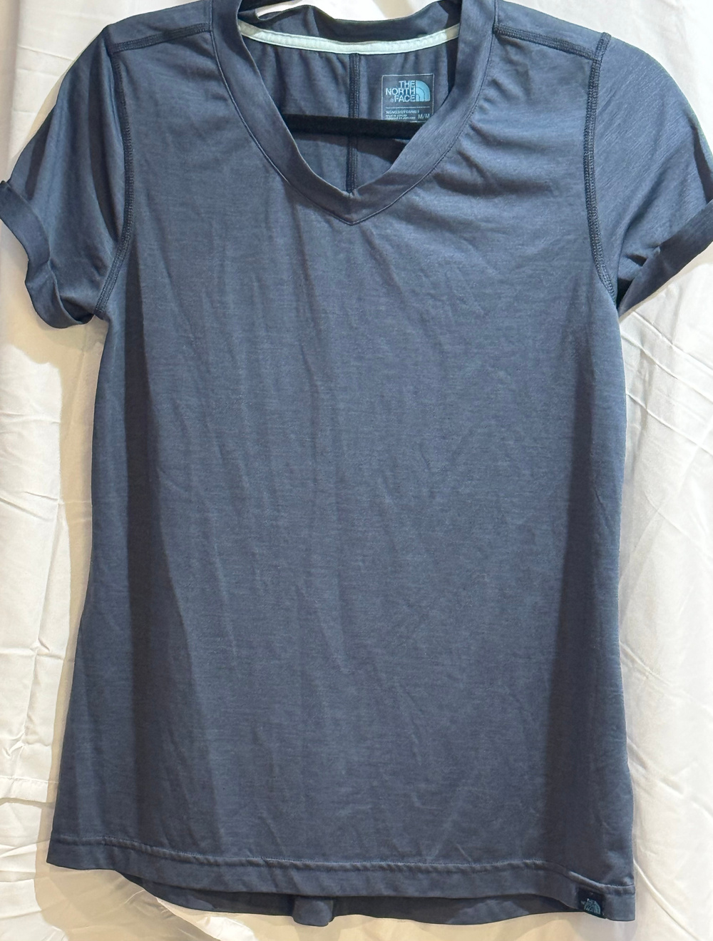 The North Face Flashdry Womens Active Top Blue Gray V Neck Size M